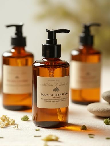 Dettaglio di boccette di oli essenziali usati per i massaggi.